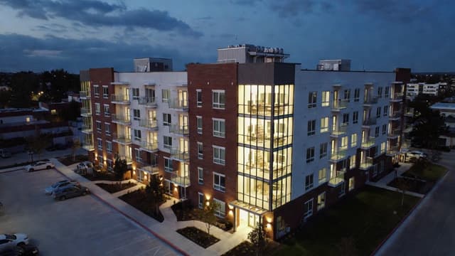 Multifamily property at dusk