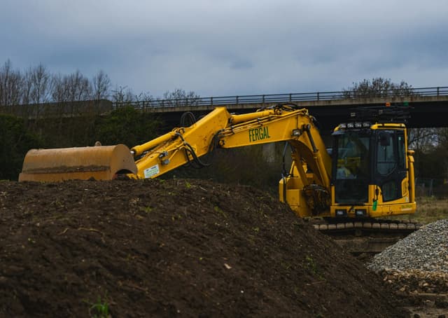 Excavator at a commercial construction site
